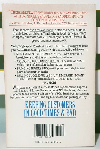 Keeping Customers in Good Times & Bad! Book by Ronald A. Nykiel! - Picture 2 of 3
