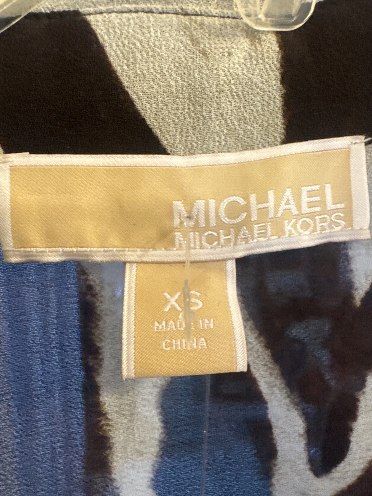 Abito lungo Michael Kors marrone stampa zebrata bottoni colletto trasparente nuovo con etichette TG XS