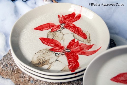 PLATOS DE ENSALADA NAVIDEÑA ANTHROPOLOGIE GRABADOS EN RELIEVE (4) -NUEVO EN CAJA- ¡UN ELEGANTE TOQUE DE MESA! - Imagen 5 de 10