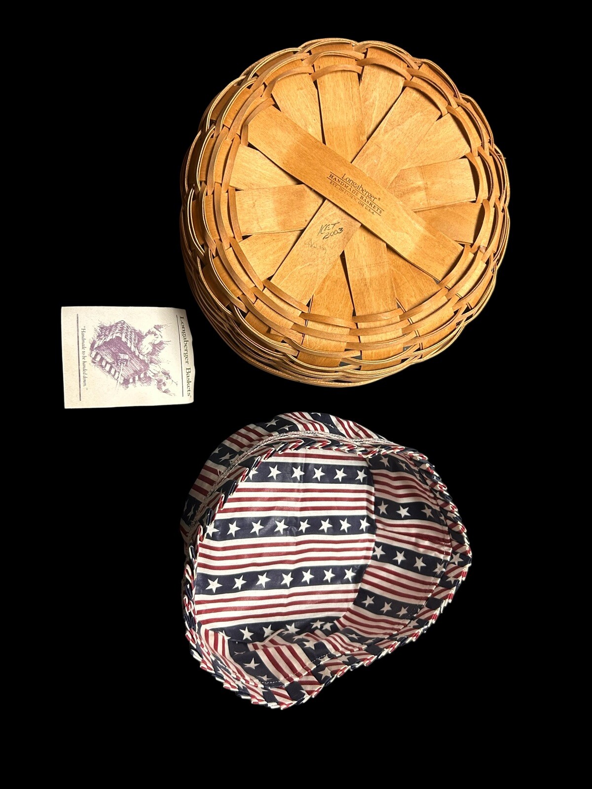 NEW LONGABERGER AMERICAN WORKS BASKET & STAR SPANGLED STRIPES FABRIC ...