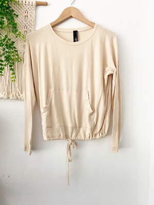 BOBI Women s Tan Drawstring Hem Long Sleeve Tee XS