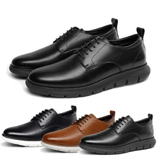 Men Casual Derby Sneakers Lightweight Oxford Shoes Lace Up Breathable Shoes