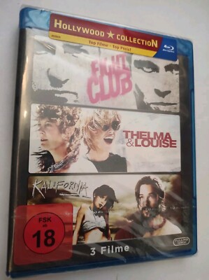 Brad Pitt Collection Blu Ray Fight Club , Thelma & Louise ,Kalifornia , Rar Neu
