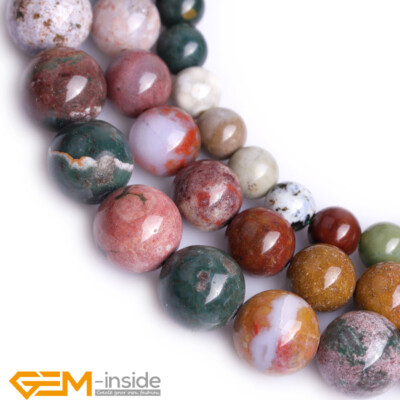 Multicolor Ocean Jasper Natural Gemstones Round Beads For Jewelry Making 15'' AU