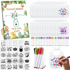 100 Pcs DIY Baby Bibs Decorating Kit, Dinosaur