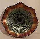 VINTAGE CARNIVAL GLASS NORTHWOOD AMETHYST STIPPLED RAYS BOWL 8"-9" Dia 2.5" Tall