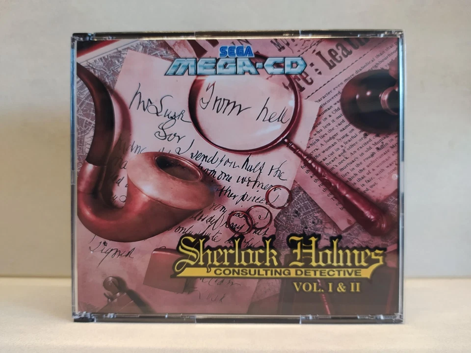 Custom Sherlock Holmes Consulting Detective 1 & 2 repro Sega Mega-CD PAL