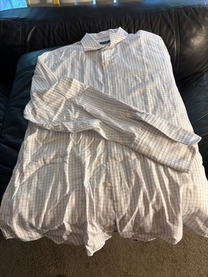 Tasso Elba brand button up plaid white shirt pocket nice  studio wardrobe sale