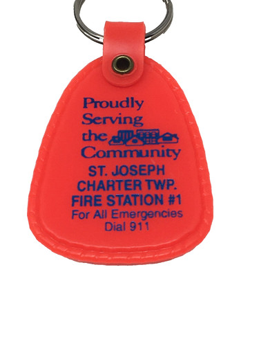 St Joseph MI Fire Station #1 Firemen Rescue Units Vintage Advertising Keychain