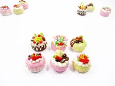 Dollhouse miniature Food 6 Mixed Fruit Flower Cake 1.8 cm Mini Tiny Bakery 16243