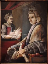 Rolando Cubero Original Oil Painting | Signed | Magic Realism Surreal Figurative