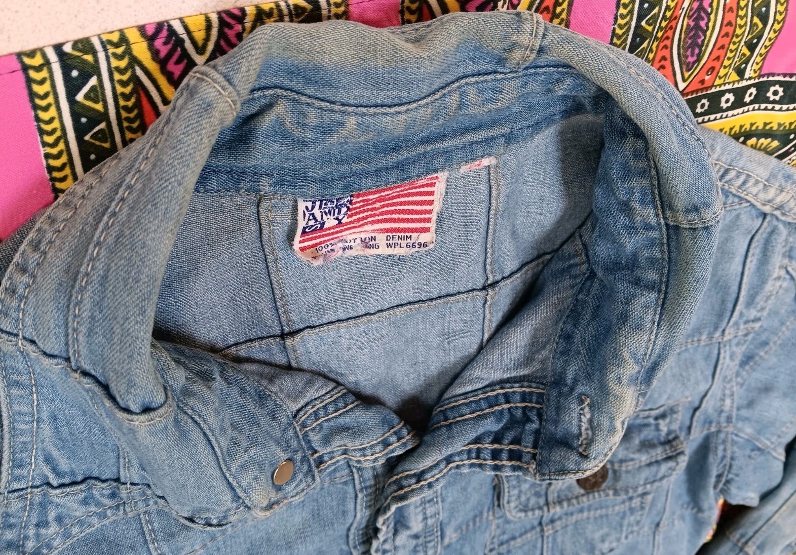 Vintage Retro 1970s Windowpane Patchwork Denim Sh… - image 6