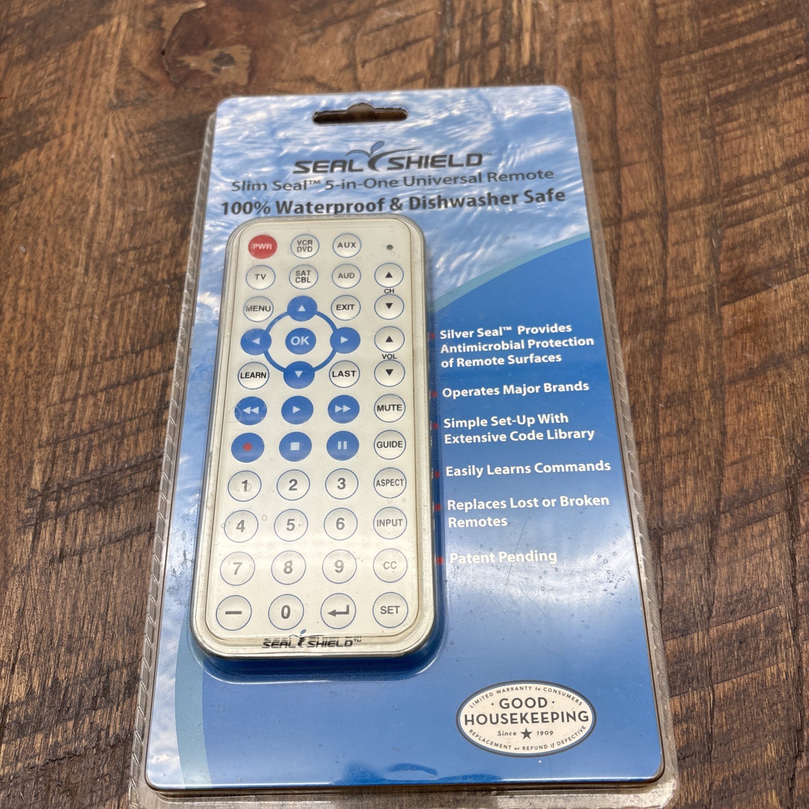 Slim Seal Waterproof 5-in-1 Universal Remote Control - Dishwasher Safe & Antimic