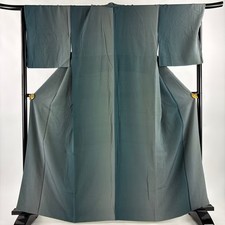 JAPANESE KIMONO FINE PATTERN BLUE-GREEN 162.5cm 5 ft 4 in PURE SILK B0672