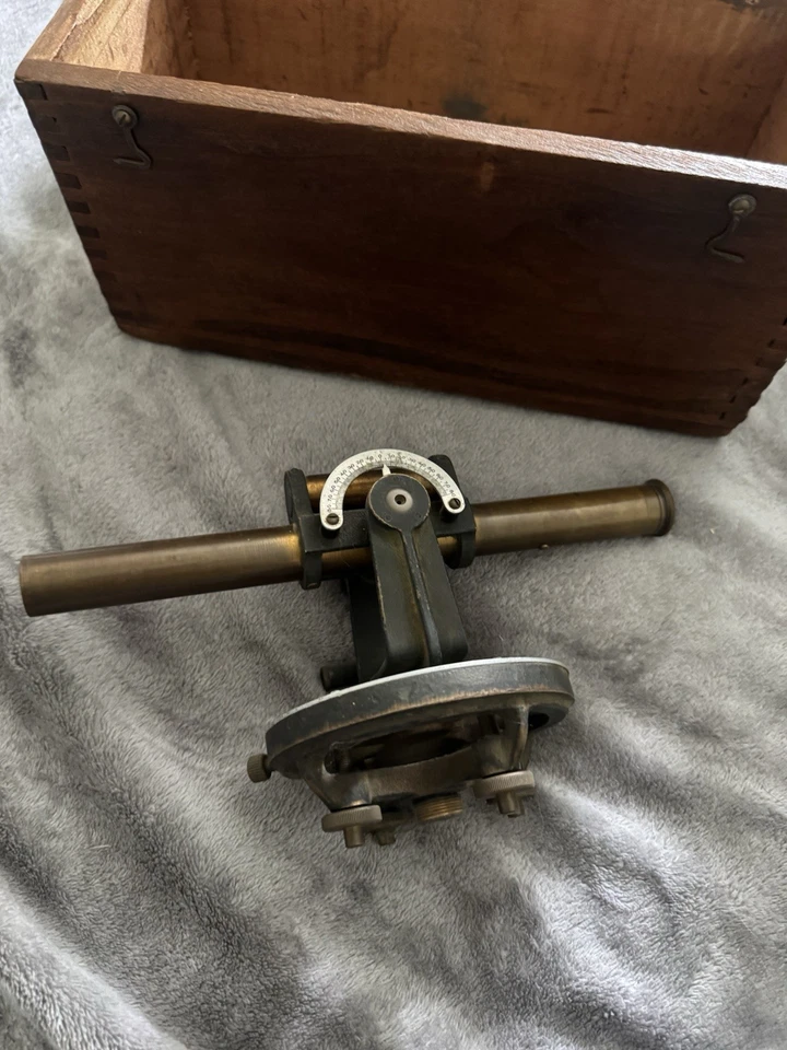 Vintage Transit Level in original wooden box with surveyor’s staff. - Image 3 of 4