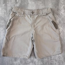 Carhartt Carpenter Shorts Mens 34 Tan Canvas Utility Workwear Relaxed Fit
