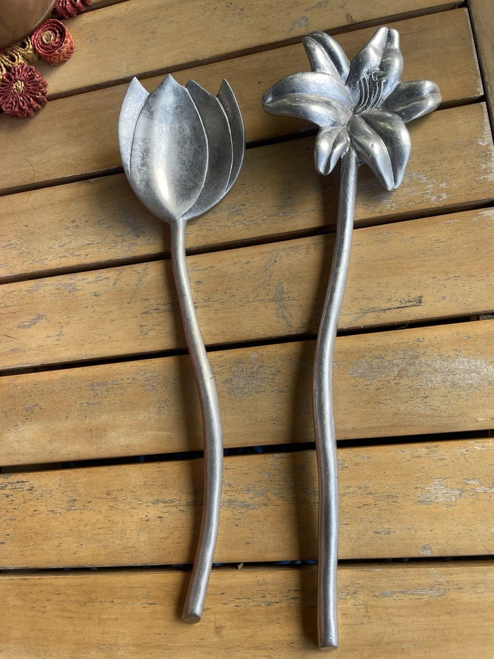 Servidores de ensaladas con cuchara y tenedor florales vintage Mariposa circa 1992 Foto 2 de 4