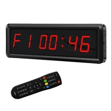 LED Digital Countdown Wall Clock Fitness Timer Stopwatch for Gym (1.5inch Dig...