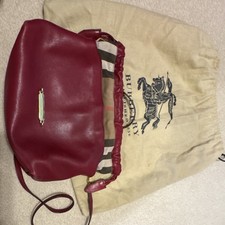 Burberry Red Plaid Shoulder Bag with Logo Accent, Gold Hardware, Dust Bag