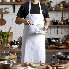 12pk Kitchen Bib Aprons, 30 x 34 inches WHITE Restaurant Craft Chef