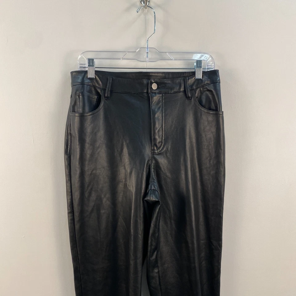 Bar III Womens 10 Pants Straight Faux Leather 30" Inseam Black - Image 2 of 4