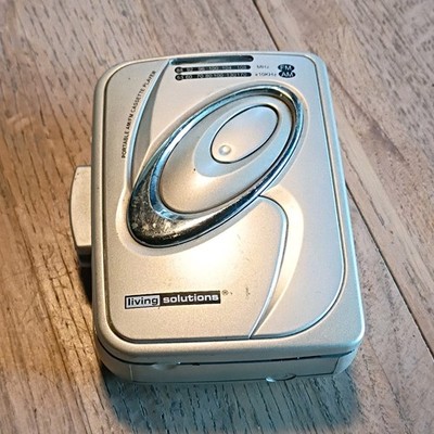 Living Solutions AM/FM Radio & Cassette Player w/ Headphone Jack, Silver