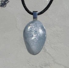 Celestite Celestine Polished Free Form Stone Crystal Pendant Necklace