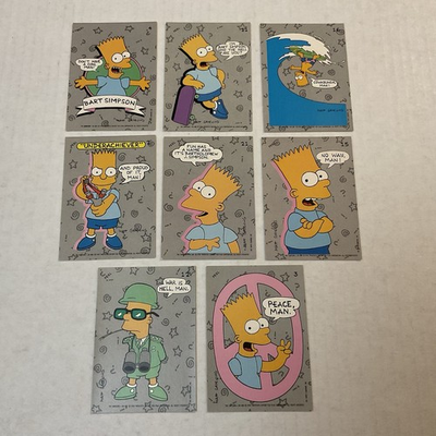 #ad THE SIMPSONS 1990 TOPPS Lot of 8 Bart Simpson Cards Stickers NO DUPLICATES $15.99