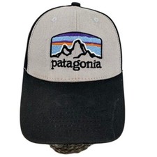 Patagonia Trucker Hat Mens OSFA Tan Black Fitz Roy Logo Snapback Mesh Cap
