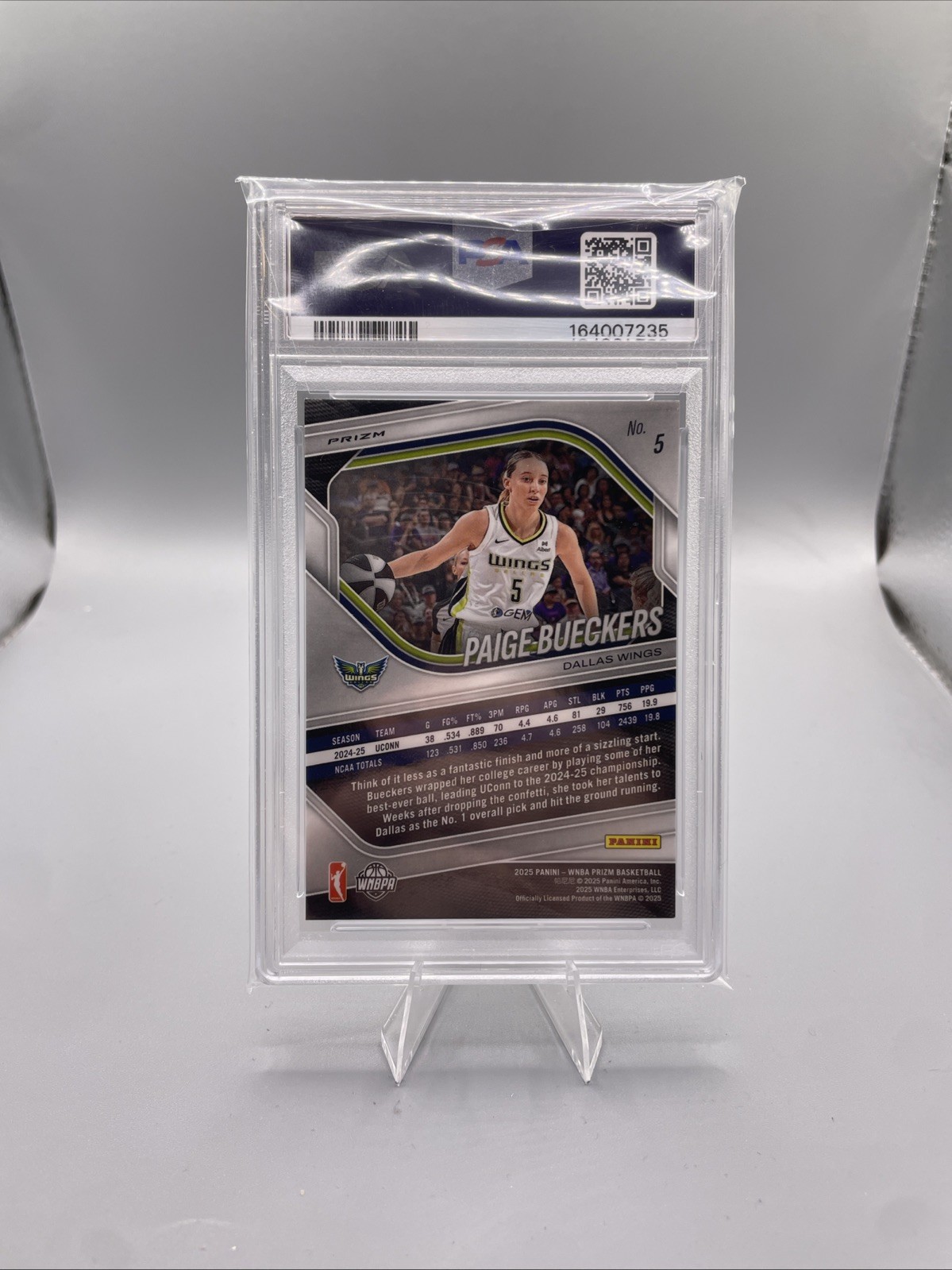 2025 Prizm WNBA - Paige Bueckers #5 Blue Velocity Prizm (RC) - PSA 9 Mint view 2