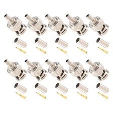 10x BNC Male Crimp Plug 50 Ohm For RG58 Coax w/ Phosphor Bronze Retainer Washer