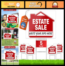 Premium 24"x18" Double-Sided Estate Sale Signs 5 Pack with Heavy Duty Stakes