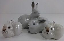 Lomonosov Rabbit Figurines Vintage Set USSR Soviet Original Porcelain White