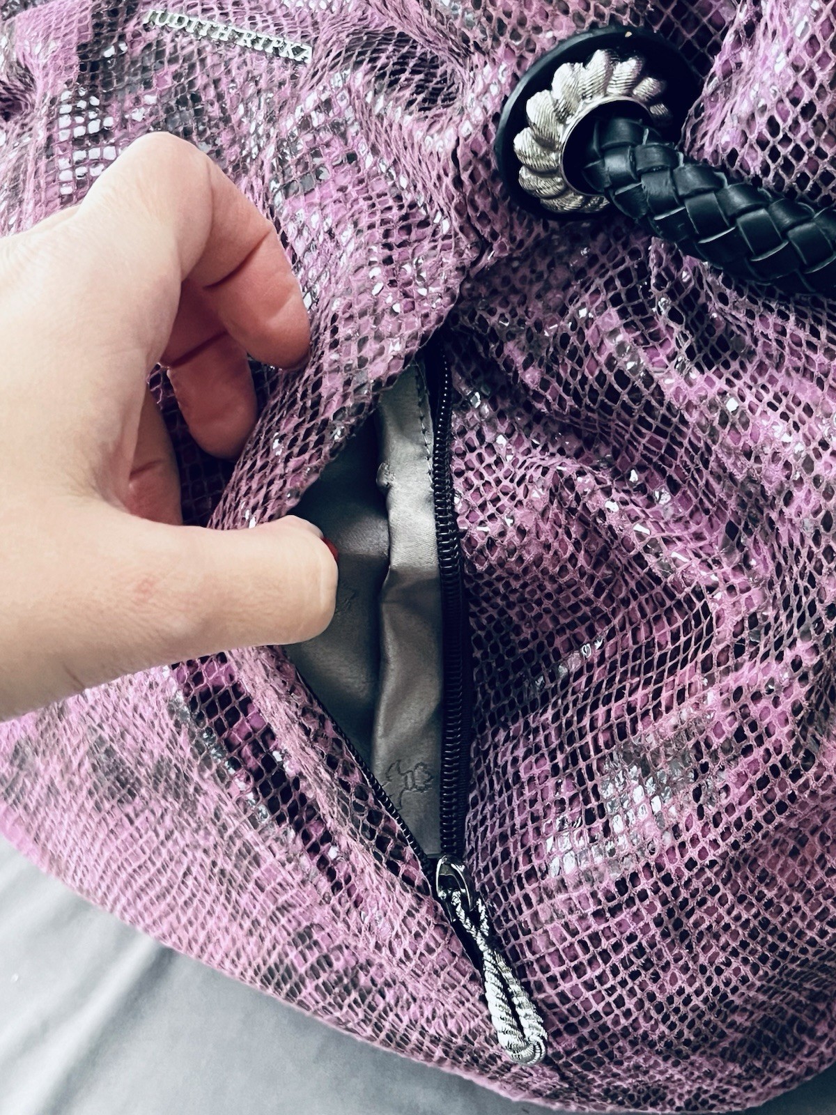 Judith Ripka PYTHON Embossed Leather THISTLE/PURP… - image 9