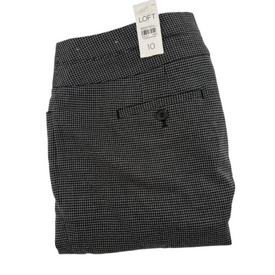 LOFT Curvy Fit Black White Houndstooth Straight Leg Dress Pants Size 10