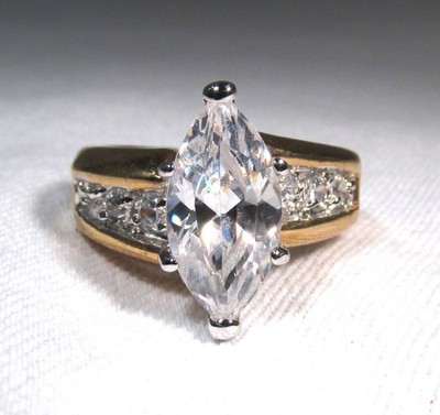 Womens 14K G.E.P. Marquise CZ Pave Band Engagement Ring ETC10669