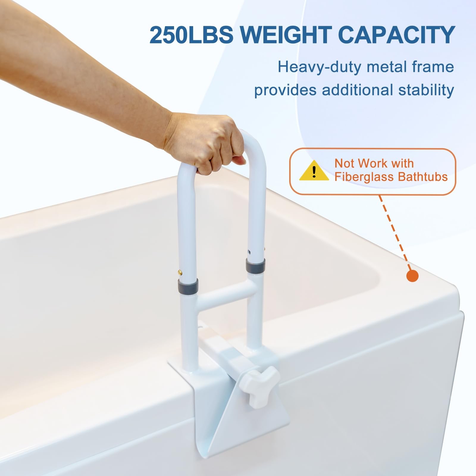 Grab Bars for Bathtubs and Showers, Adjustable Bathtub Safety Rail for Senior...