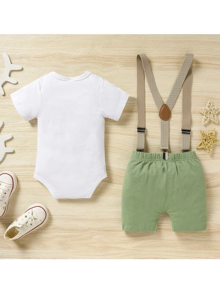 Bebé Niños 1er Cumpleaños Pastel Aplastar Conjunto Salvaje Pajarita Mameluco + Floreceres + Suspensión... Foto 3 de 4