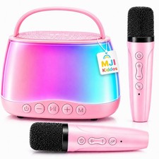 Kids Karaoke Machine with 2 Wireless Microphones, Bluetooth Speaker with Voic...