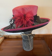 JACQUES VERT STUNNING SPECIAL OCCASION NAVY & FUCHSIA HAT BNWT