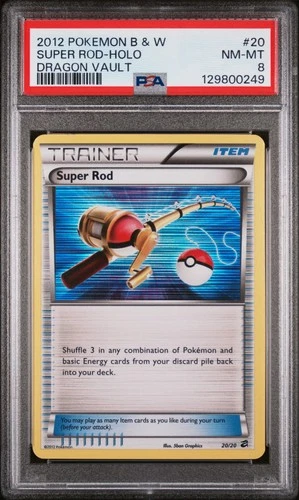 2012 POKEMON B&W DRAGON VAULT #20 SUPER ROD-HOLO PSA 8