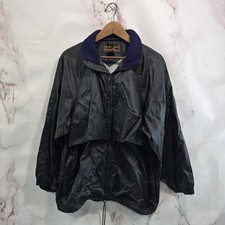 Vintage Eddie Bauer Jacket Mens Medium Black Blue Coat Windbreaker 90s Anorak