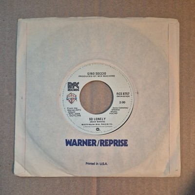 GINO SOCCIO ''Dancer'' (edit)'' b/w ''So Lonely'' 7''45 Warn Bro 8757 1979 NOS NM
