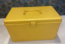 Vintage Plastic Yellow Sewing Box w/Tray Wil-hold Wilson Mfg. Corp. USA FULL