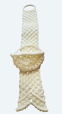 Vtg Macrame Hanging Basket Organizer For Home Decor Cream Color Boho 25 Inches