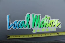 LOCAL MOTION Hawaii Surf Clear Neon Green Blue 80's LM1 Vintage Surfing STICKER