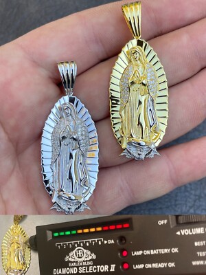 HipHop Virgin Mary Pendant 925 Silver / Gold Plated MOISSANITE Pass ...