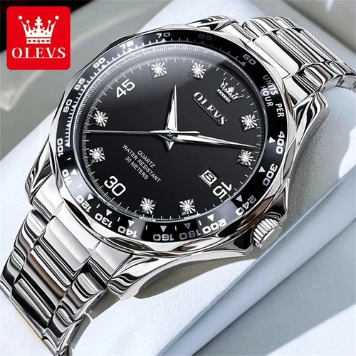 OLEVS Men's Stainless Steel Luminous Business Date Quartz Watch Shock Resistant - Picture 14 of 14