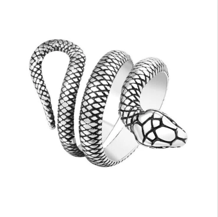 Stunning Stylish Antique Full Wrap Snake Design 935 Argentium Silver Ring - Image 2 of 2