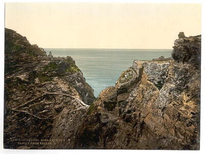 Tintagel King Arthur's Castle from valley II Cornwall England c1900 OLD PHOTO